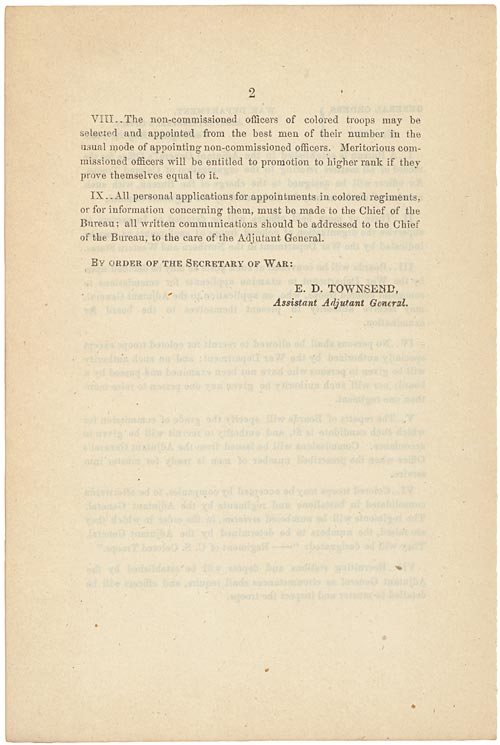 Buffalo Soldiers - War Department General Order 143: Creation of the U.S. Colored Troops: (1863)