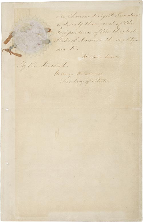 Abraham Lincoln - Emancipation Proclamation: (1863)