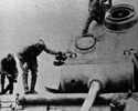 Soviet troops inspecting a knocked-out PzV 'Panther'