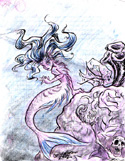 A -minute sketch of an evil mermaid drawn on crumpled paper rescued from the Angell Hall fishbowl recycle bin by Carrie E GrahambriThe Fishbowl I love the Fishbowlhellipi