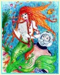 Mermaid Plays Harp for Diver by Saera Lin Hawkins