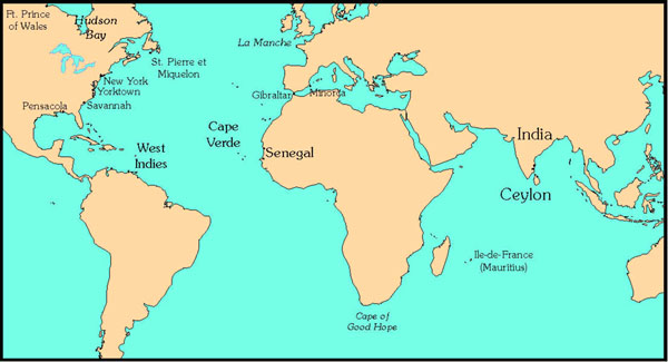 world map of American Revolution