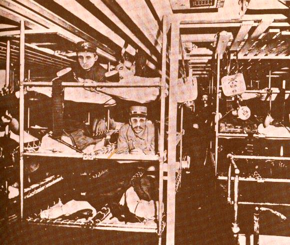 Crowded conditions inside a transport