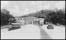 Model of a six-lane divided highway shown at the 1939 New York World's Fair.