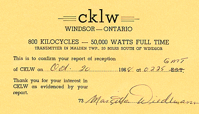 [CKLW QSL Card]